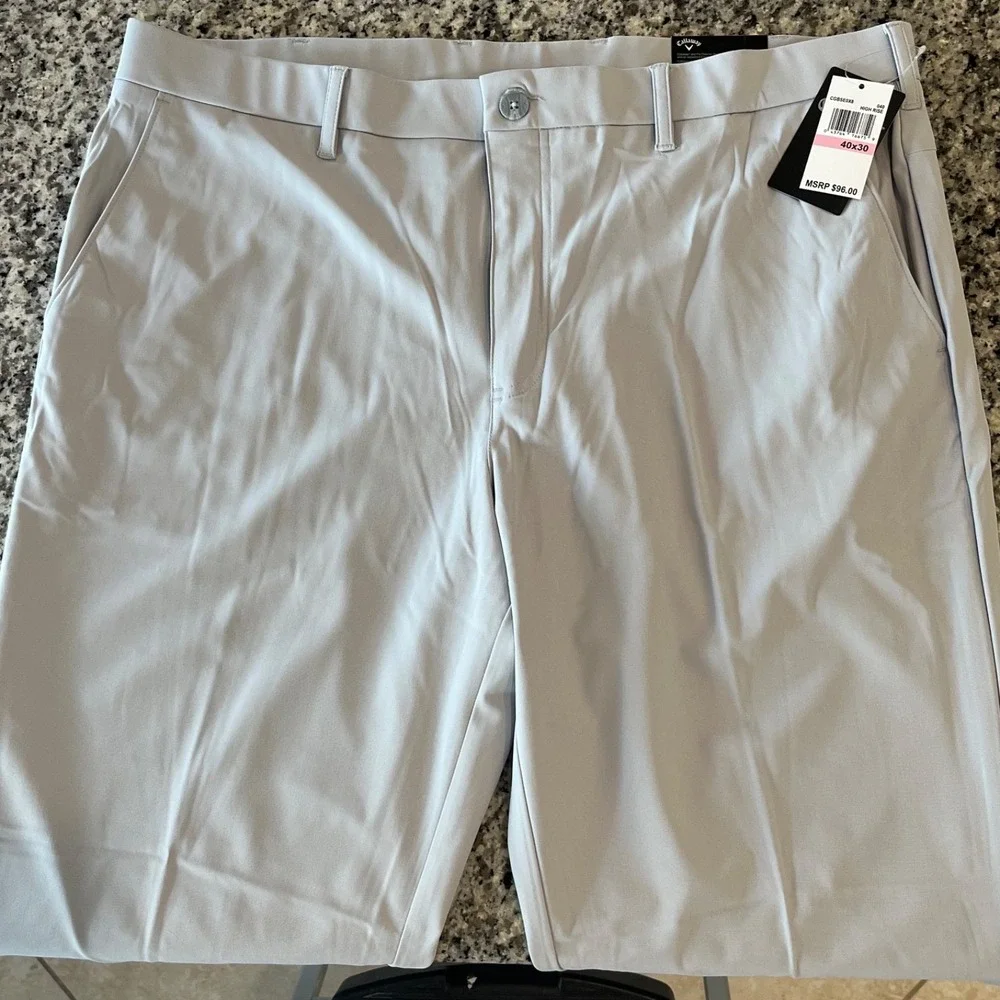 NWT Callaway High Rise Opti Dr Performance Golf Pants Mens‎ 40x30 Gray Stretch